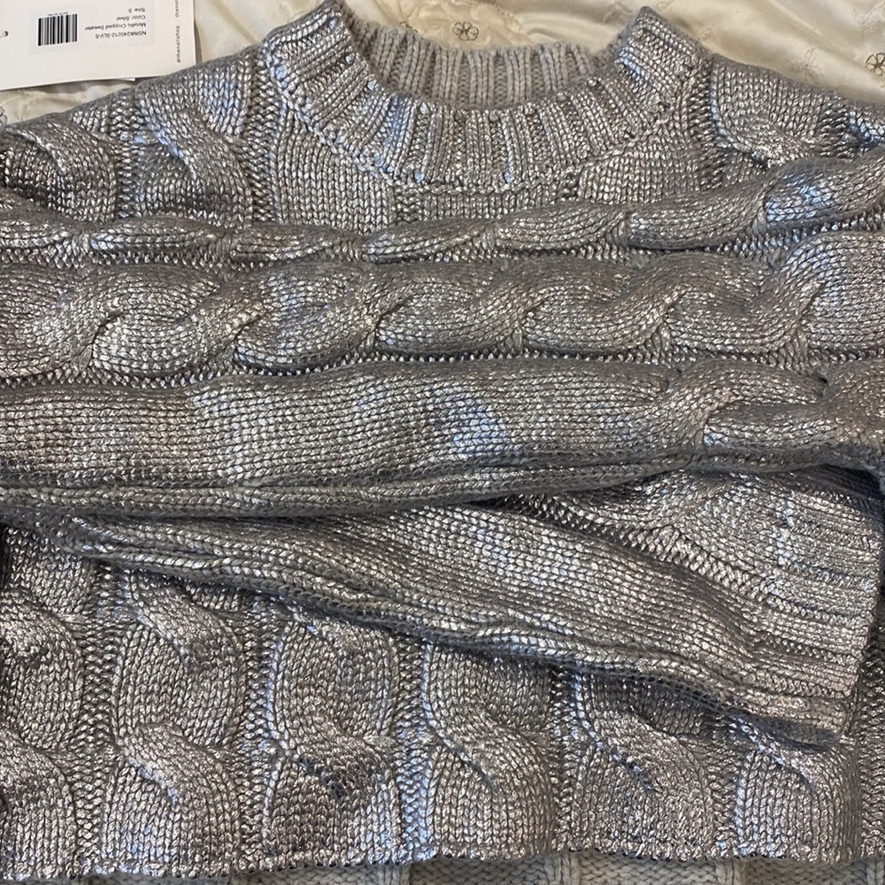NWT Noli shop metallic silver sweater - Picture 6 of 10